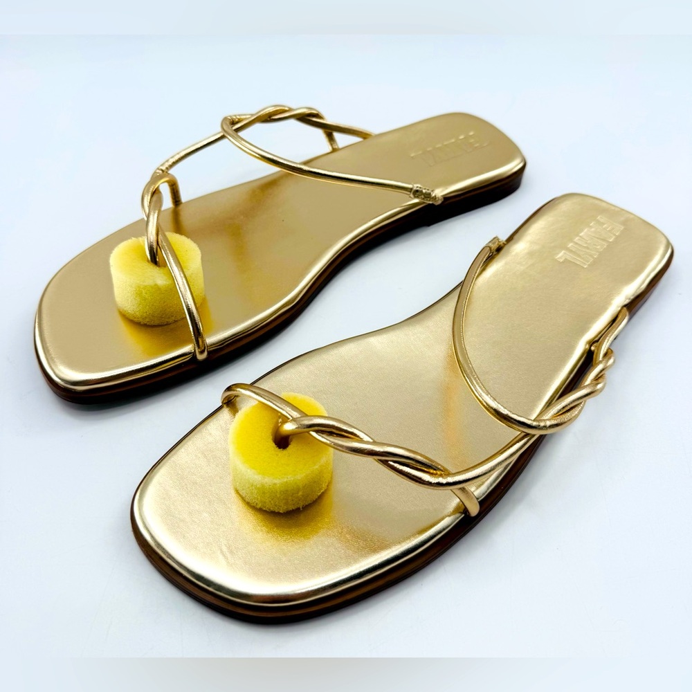 Gold Sandals Faryl Farylrobin Strappy Summer Slides Size 14 NEW Dress Shoes
